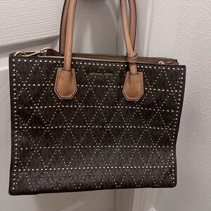 Michael Kors Dark Brown Studded Tote